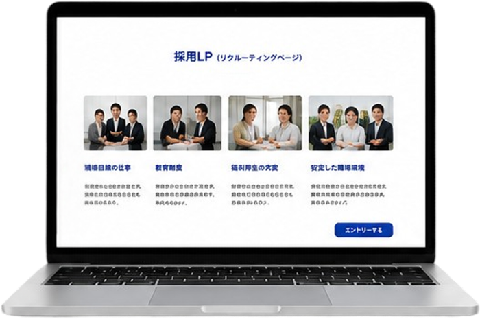 採用LPを表示したノートPC画面
